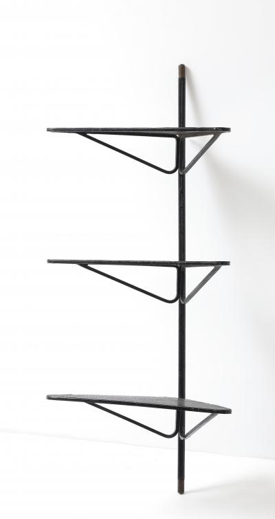 Mathieu Mat got Mathieu Mat got Triangular Metal Brass Tip Perforated Shelf France c 1952