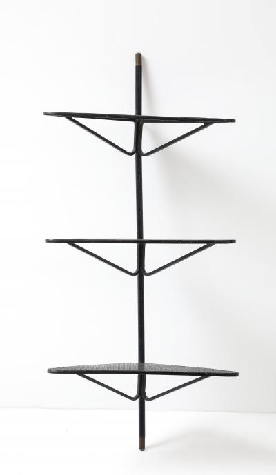 Mathieu Mat got Mathieu Mat got Triangular Metal Brass Tip Perforated Shelf France c 1952