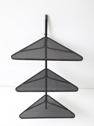 Mathieu Mat got Mathieu Mat got Triangular Metal Brass Tip Perforated Shelf France c 1952