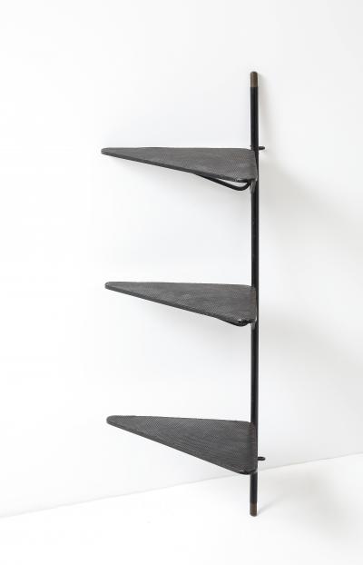 Mathieu Mat got Mathieu Mat got Triangular Metal Brass Tip Perforated Shelf France c 1952