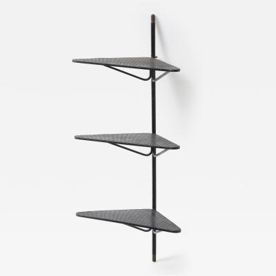 Mathieu Mat got Mathieu Mat got Triangular Metal Brass Tip Perforated Shelf France c 1952
