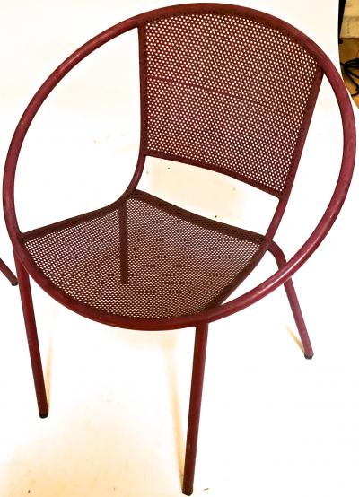 Mathieu Mat got Mathieu Mategot style charming pair of outdoor chairs in vintage condition
