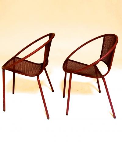 Mathieu Mat got Mathieu Mategot style charming pair of outdoor chairs in vintage condition