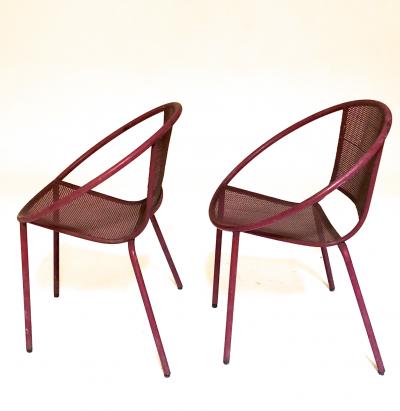 Mathieu Mat got Mathieu Mategot style charming pair of outdoor chairs in vintage condition