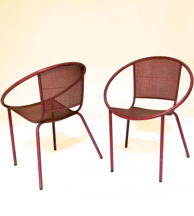 Mathieu Mat got Mathieu Mategot style charming pair of outdoor chairs in vintage condition