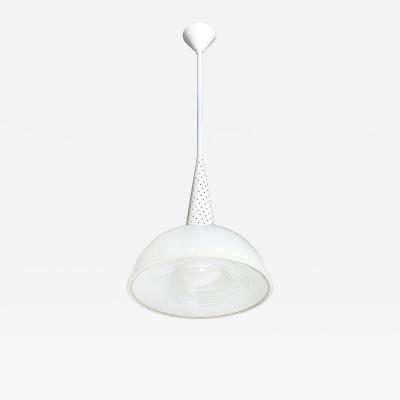 Mathieu Mat got MidCentury White Enamel and Holophane Glass Diffuser Pendant by Mathieu Mat got