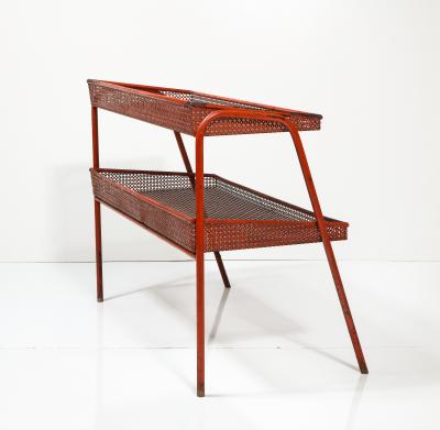 Mathieu Mat got Red Metal Shelf attributed to Mathieu Mategot France c 1940