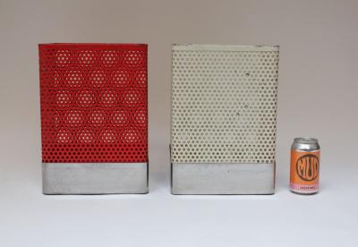 Mathieu Mat got Set of Two Vintage White and Cream Perforated Wastebaskets after Mathieu Mat got