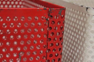 Mathieu Mat got Set of Two Vintage White and Cream Perforated Wastebaskets after Mathieu Mat got