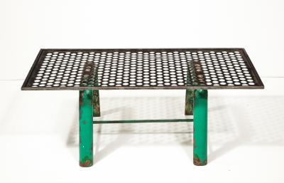 Mathieu Mat got Steel and Lacquer Perforated Metal Coffee Table France c 1950