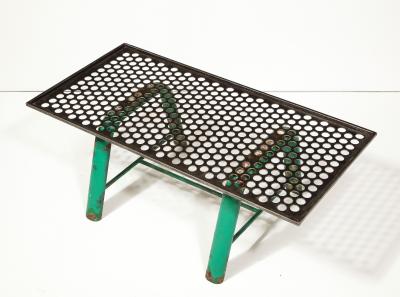 Mathieu Mat got Steel and Lacquer Perforated Metal Coffee Table France c 1950