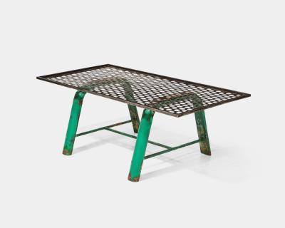 Mathieu Mat got Steel and Lacquer Perforated Metal Coffee Table France c 1950