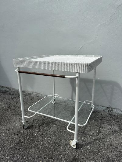 Mathieu Mat got Vintage Mathieu Mat got Perforated Metal Design Rolling Bar Cart