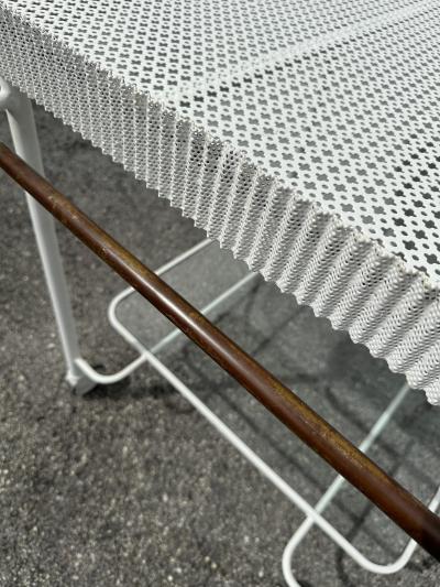 Mathieu Mat got Vintage Mathieu Mat got Perforated Metal Design Rolling Bar Cart