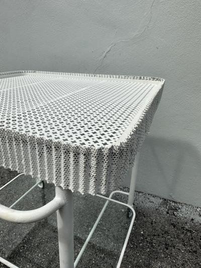 Mathieu Mat got Vintage Mathieu Mat got Perforated Metal Design Rolling Bar Cart