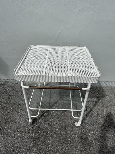 Mathieu Mat got Vintage Mathieu Mat got Perforated Metal Design Rolling Bar Cart