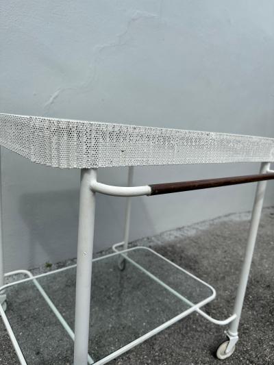 Mathieu Mat got Vintage Mathieu Mat got Perforated Metal Design Rolling Bar Cart