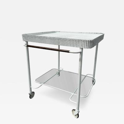 Mathieu Mat got Vintage Mathieu Mat got Perforated Metal Design Rolling Bar Cart