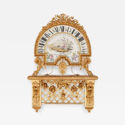 Mathieu Planchon Large and rare ormolu and porcelain Louis XVI style bracket clock by Planchon