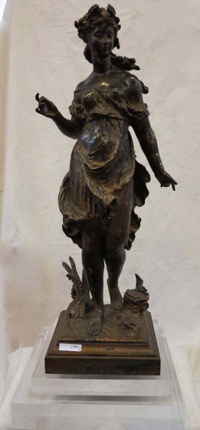 Mathurin Moreau 1880 Bronze Statue of Woman Signed Moreau