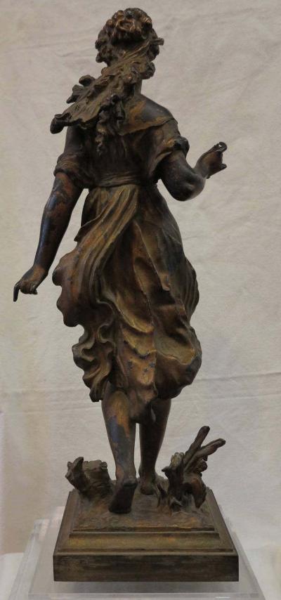 Mathurin Moreau 1880 Bronze Statue of Woman Signed Moreau