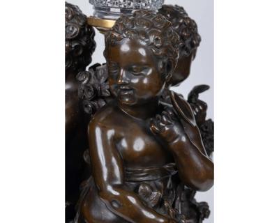 Mathurin Moreau A Monumental French Bronze and Crystal Figural Centerpiece