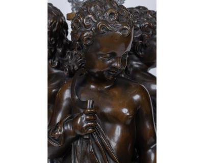 Mathurin Moreau A Monumental French Bronze and Crystal Figural Centerpiece