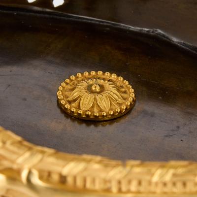 Mathurin Moreau Antique gilt and patinated bronze cherub centrepiece by Moreau