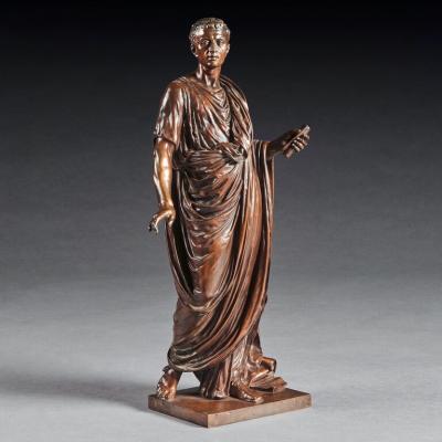 Mathurin Moreau FINE BRONZE FIGURE OF A ROMAN ORATOR PROBABLY JULIUS CESAR BY MATHURIN MOREAU 