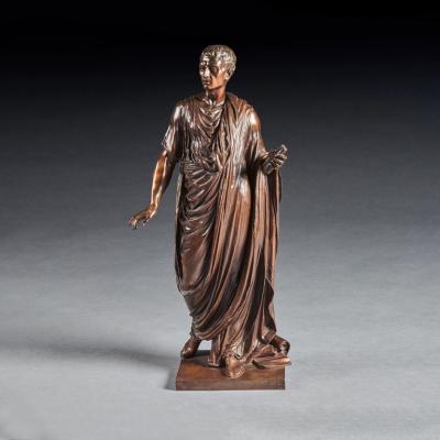Mathurin Moreau FINE BRONZE FIGURE OF A ROMAN ORATOR PROBABLY JULIUS CESAR BY MATHURIN MOREAU 