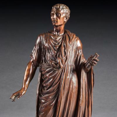 Mathurin Moreau FINE BRONZE FIGURE OF A ROMAN ORATOR PROBABLY JULIUS CESAR BY MATHURIN MOREAU 