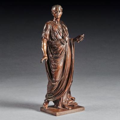 Mathurin Moreau FINE BRONZE FIGURE OF A ROMAN ORATOR PROBABLY JULIUS CESAR BY MATHURIN MOREAU 
