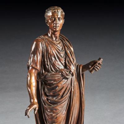Mathurin Moreau FINE BRONZE FIGURE OF A ROMAN ORATOR PROBABLY JULIUS CESAR BY MATHURIN MOREAU 