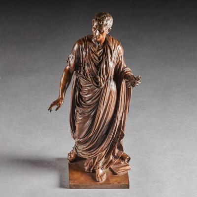 Mathurin Moreau FINE BRONZE FIGURE OF A ROMAN ORATOR PROBABLY JULIUS CESAR BY MATHURIN MOREAU 