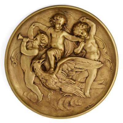Mathurin Moreau Set of four antique ormolu roundels by Mathurin Moreau