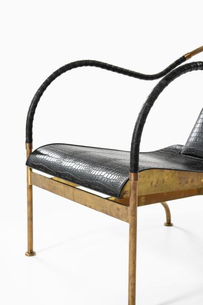 Mats Theselius Set of 2 el Rey Easy Chairs in Brass and Leather by Mats Theselius 1999