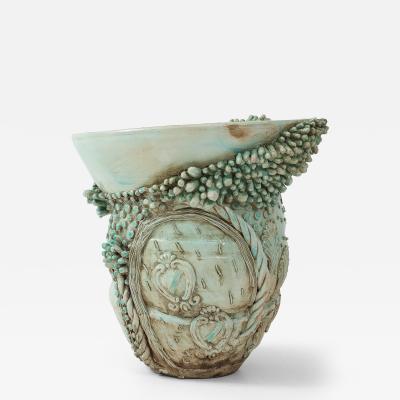 Matteo Giampaglia Sculptural Soft Green Glazed Pallini Vase by Matteo Giampaglia Italy 2023