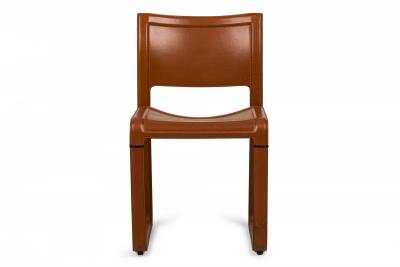 Matteo Grassi Matteo Grassi Italian Mid Century Brown Leather Wrapped Side Chairs