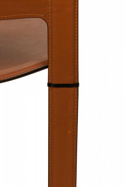 Matteo Grassi Matteo Grassi Italian Mid Century Brown Leather Wrapped Side Chairs