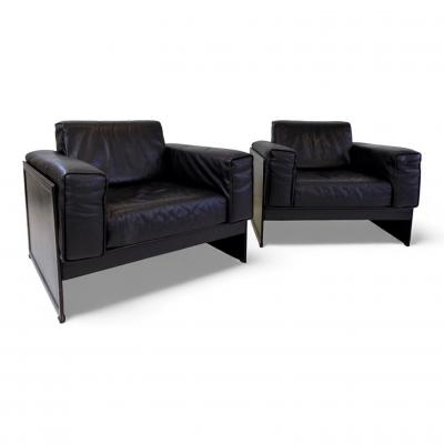 Matteo Grassi Matteo Grassi Korium KM 3 1 set of 2 leather club chairs by Tito Agnoli 1980