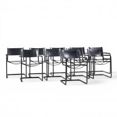 Matteo Grassi Matteo Grassi MG Mid Century Italian Leather Dining Chairs Set of 10