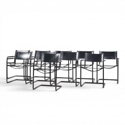 Matteo Grassi Matteo Grassi MG Mid Century Italian Leather Dining Chairs Set of 10