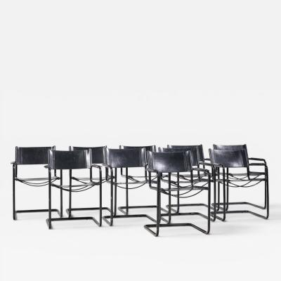 Matteo Grassi Matteo Grassi MG Mid Century Italian Leather Dining Chairs Set of 10