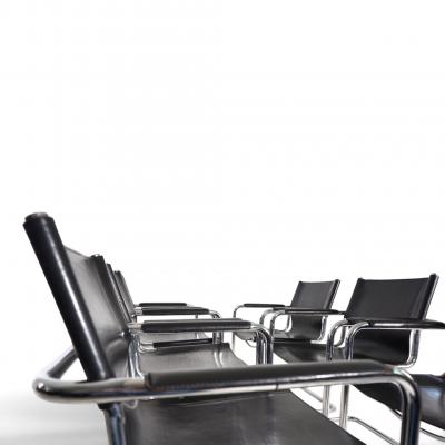 Matteo Grassi Matteo Grassi Set of 6 Visitor Chairs Leather Chrome Dining Chairs 1970