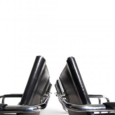 Matteo Grassi Matteo Grassi Set of 6 Visitor Chairs Leather Chrome Dining Chairs 1970