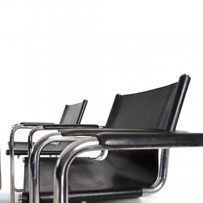 Matteo Grassi Matteo Grassi Set of 6 Visitor Chairs Leather Chrome Dining Chairs 1970