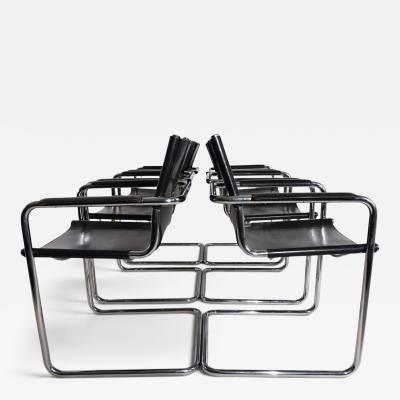 Matteo Grassi Matteo Grassi Set of 6 Visitor Chairs Leather Chrome Dining Chairs 1970