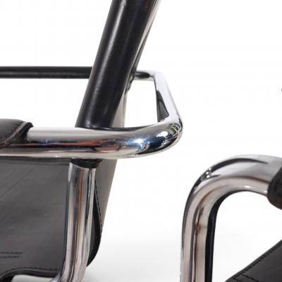 Matteo Grassi Matteo Grassi Visitor Chair Set of 4 Leather Chrome Cantilever Chairs 1970