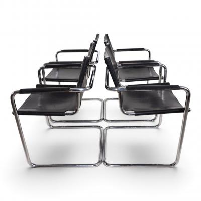 Matteo Grassi Matteo Grassi Visitor Chair Set of 4 Leather Chrome Cantilever Chairs 1970