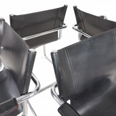 Matteo Grassi Matteo Grassi Visitor Chair Set of 4 Leather Chrome Cantilever Chairs 1970